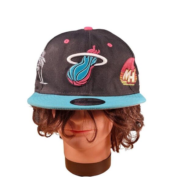 Miami Heat NBA Snapback Hat New Era 9Fifty Graphic Print Basketball Sportswear - Picture 1 of 9